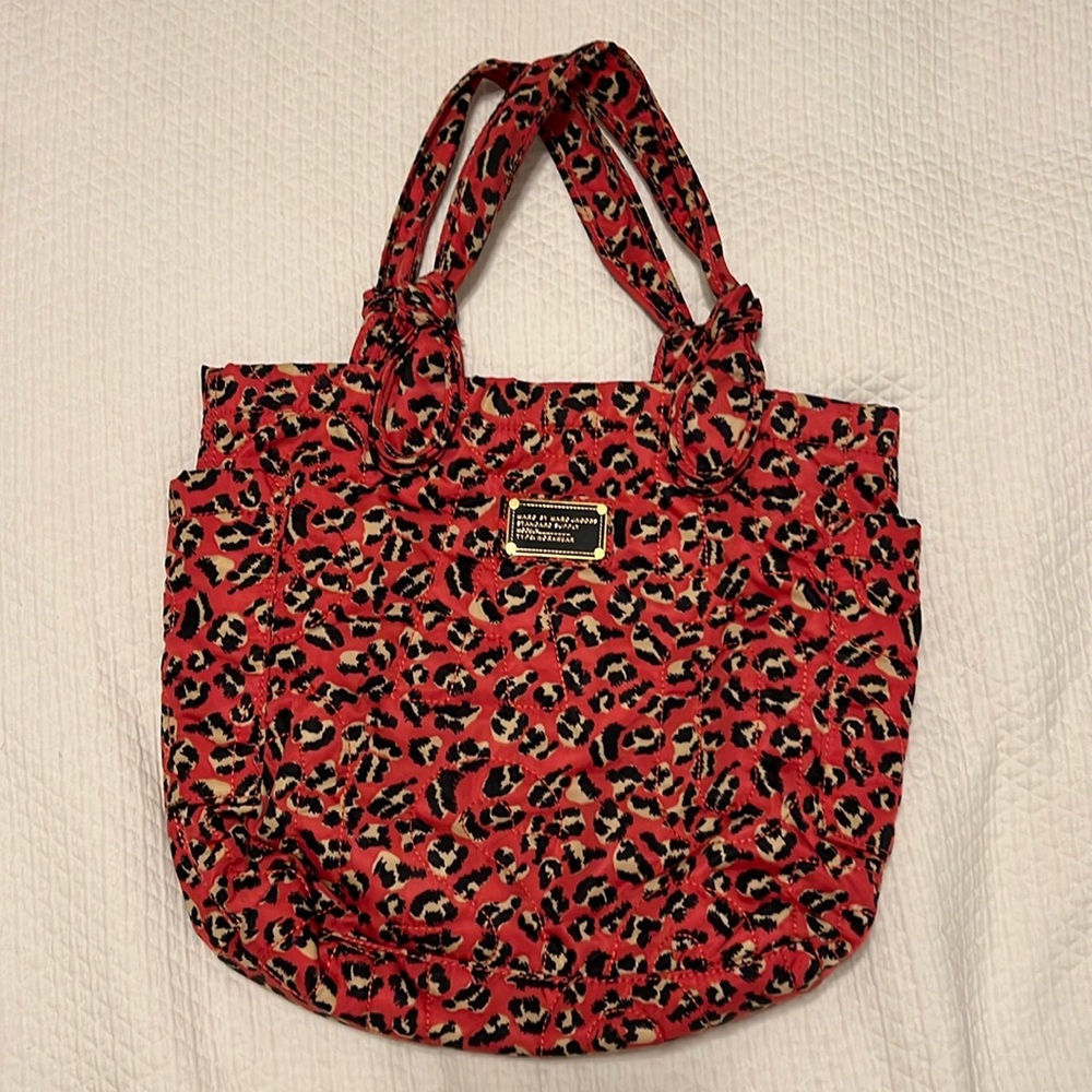 Marc Jacobs Nylon Shoulder Tote Bag, Red Leopard Print